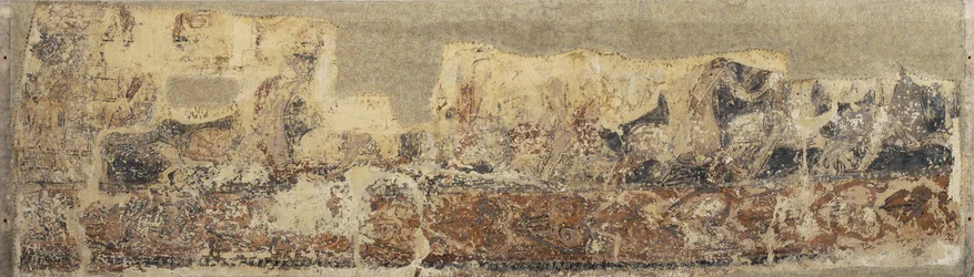 Peintures profanes de Sigena - Chevaliers quittant un château pour la bataille